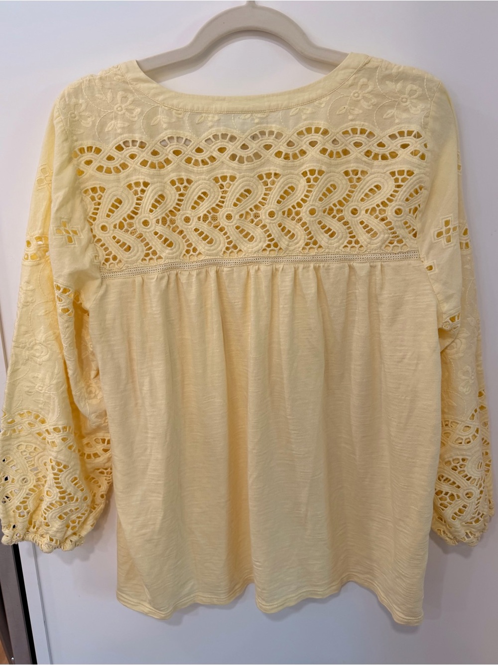 j.jill women’s yellow mixed media eyelet Henley top-size large NWOT - Picture 5 of 8